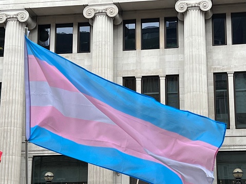 Transgender pride flag in the Gay Pride in London