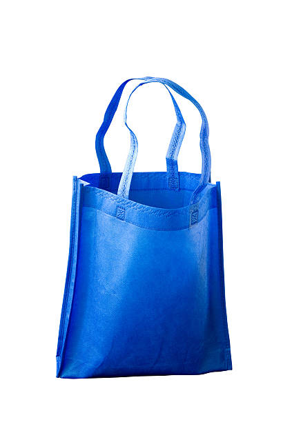istock Blue fabric paper bag, Isolated 151907867