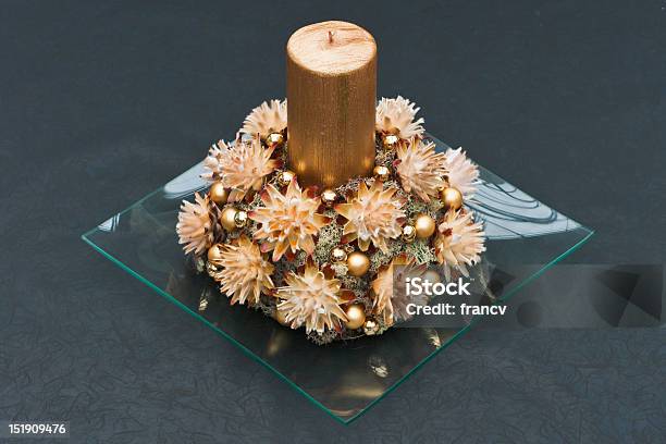 Golden Christmas Candle Stock Photo - Download Image Now - Advent, Beauty, Beauty In Nature
