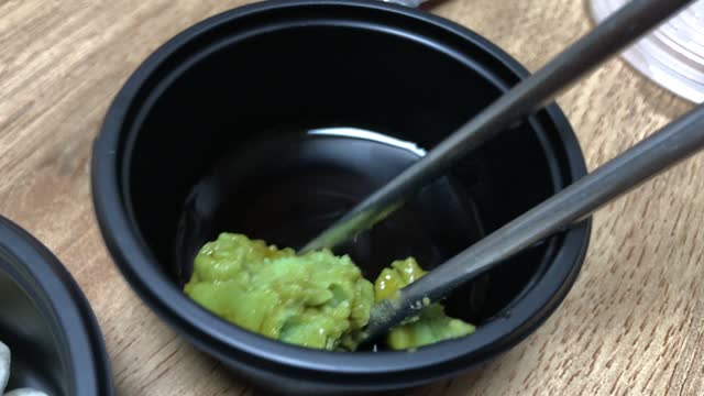Wasabi with soy sauce mixture