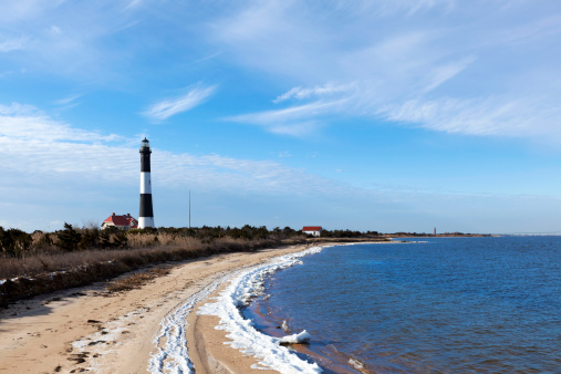 Fire Island Lighthouse from the Great South Bay side. In the winter