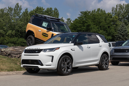 Indianapolis - July 4, 2023: Land Rover Discovery display at a dealership. Land Rover offers the Discovery in P300 S and P360 S models.