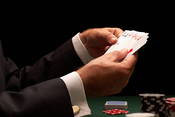 poker player gambling casino chips stock photo