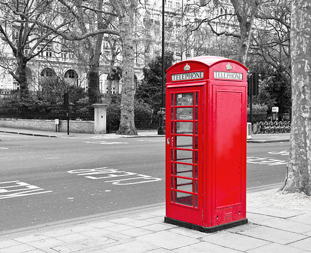 istock Red phone booth in London, UK. 151919710