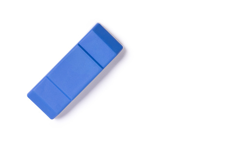 Brush eraser isolated on white background with clipping path. top view, flat lay.