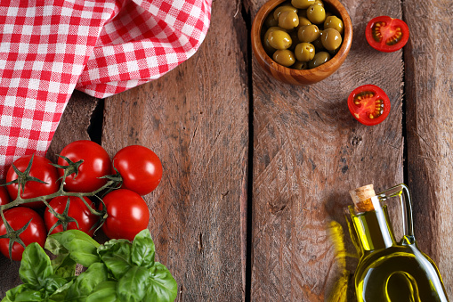 food background with vegetables tomatoes and herbs