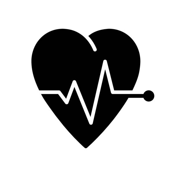 ilustraciones, imágenes clip art, dibujos animados e iconos de stock de icono de línea negra y vector de relleno de latido del corazón - pain heart attack heart shape healthcare and medicine