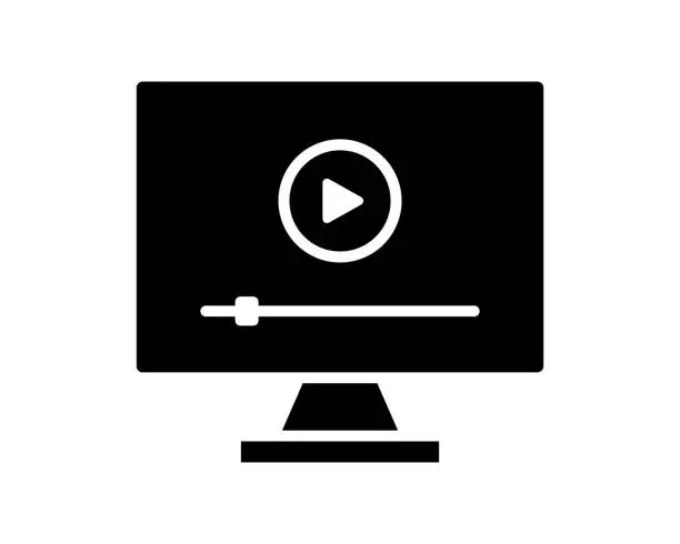 Vector illustration of Video Player Black Line & Fill Vector Icon