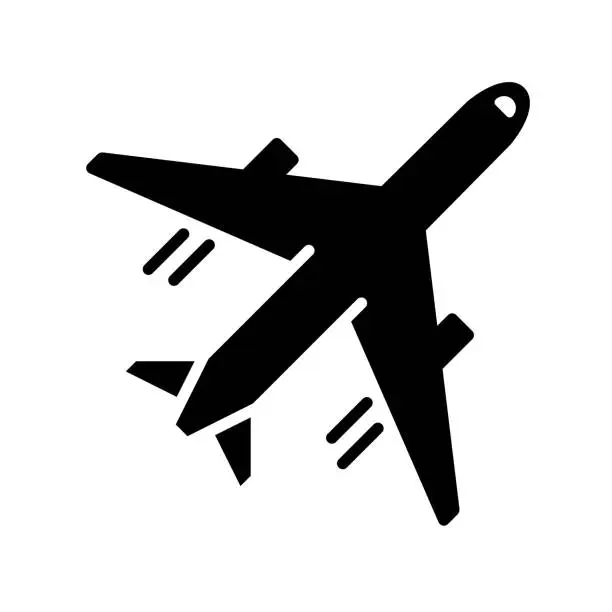 Vector illustration of Airplane Black Line & Fill Vector Icon