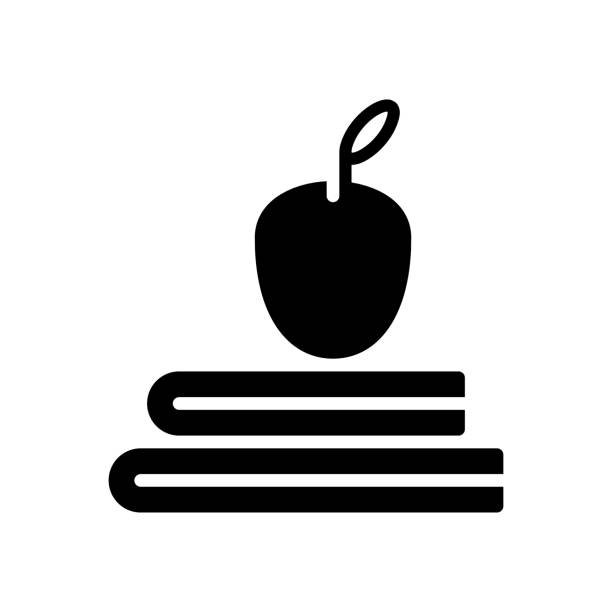 school black line & fill vector icon - book stack dieting textbook点のイラスト素材／クリップアート素材／マンガ素材／アイコン素材