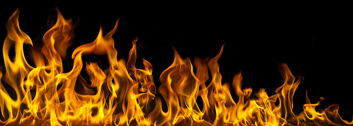 Fire Flame Border Isolated on Black Background