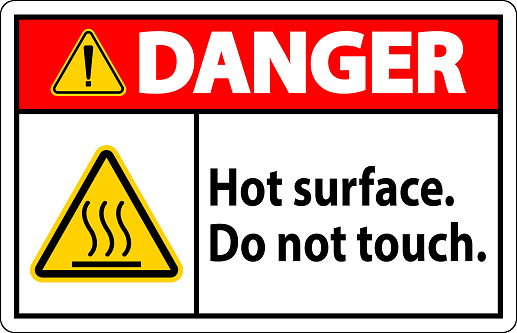 Danger Safety Label Hot Surface, Do Not Touch