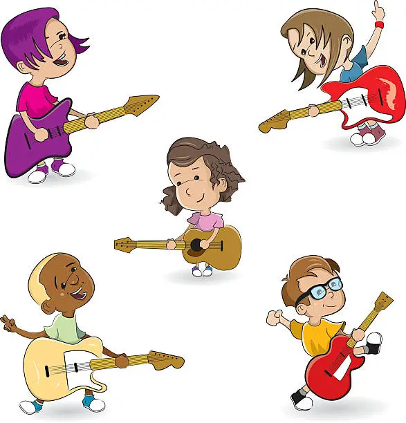 Vector illustration of Kids Rocking out