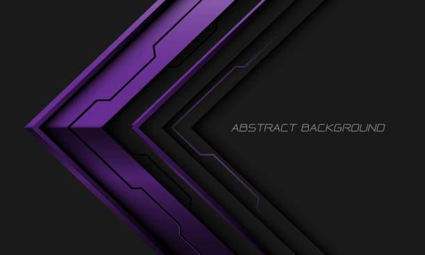 istock Abstract purple metallic arrow cyber direction geometric on grey with blank space design modern futuristic background vector 1519297109