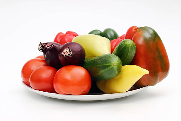 Vegetables on the plate. stock photo