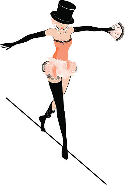 ilustraciones, imágenes clip art, dibujos animados e iconos de stock de cuerda-bailarín - tightrope walking circus skill