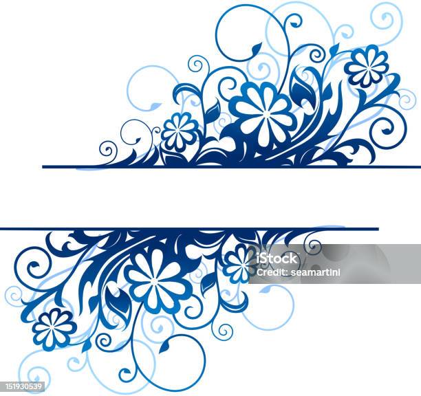 Moldura Floral Azul - Arte vetorial de stock e mais imagens de Abstrato - Abstrato, Artigo de Decoração, Cabeçalho - Elemento de design