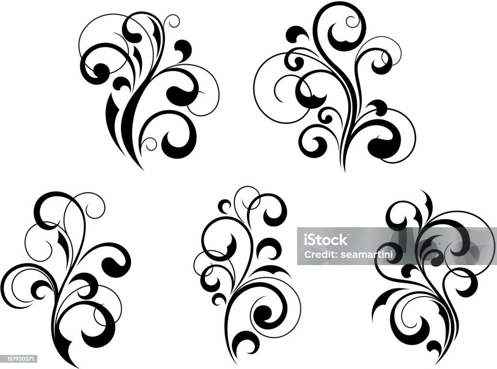 Ornamentos florales - arte vectorial de Abstracto libre de derechos