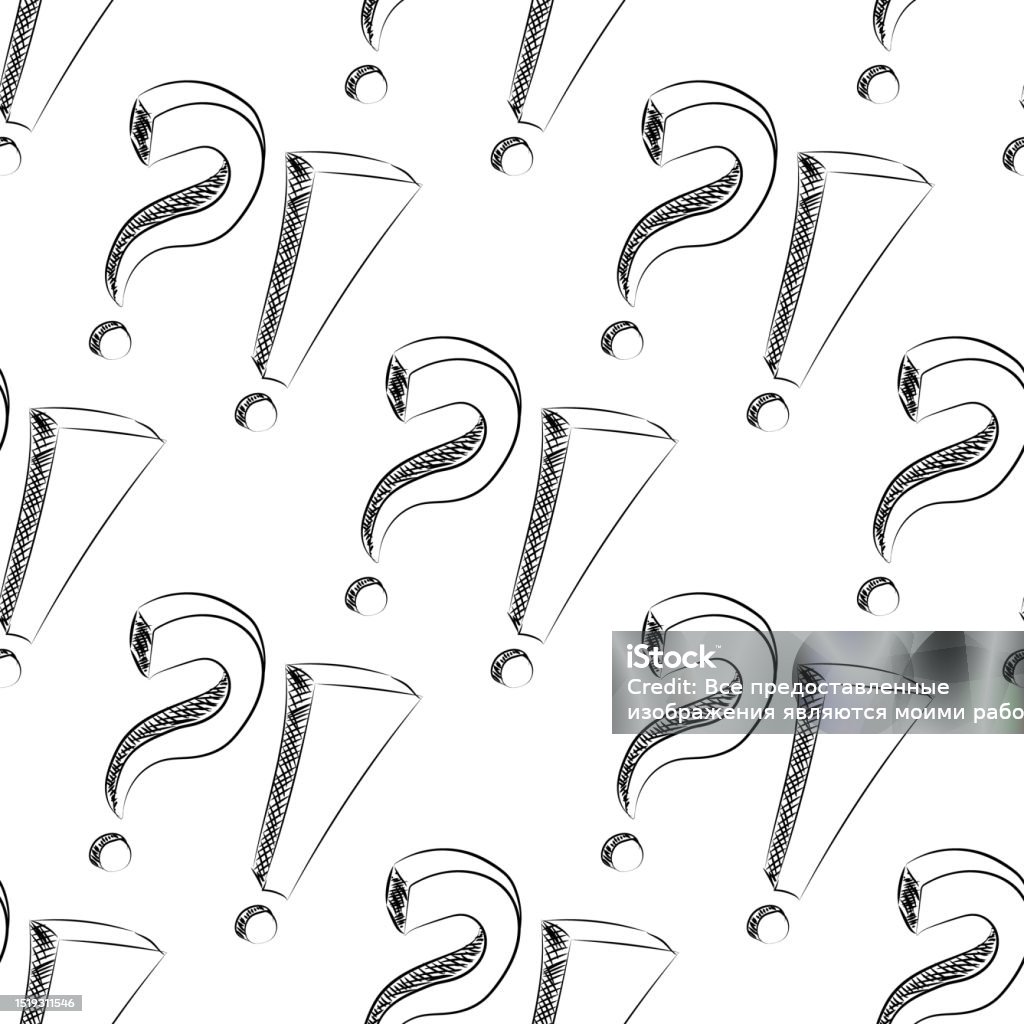 Question And Exclamation Mark Vector Pattern Sketch For Creative Design ...