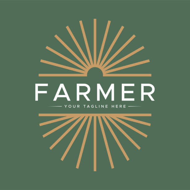 Abstract Sun and Farm Field Logo Badge Label Text Frame Business Agriculture