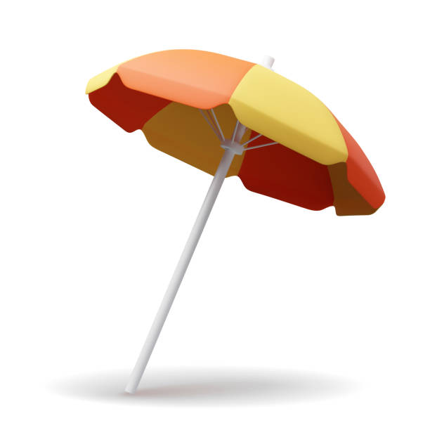 illustrazioni stock, clip art, cartoni animati e icone di tendenza di ombrellone estivo 3d dettagliato realistico per spiaggia e piscina. - parasol umbrella sun beach