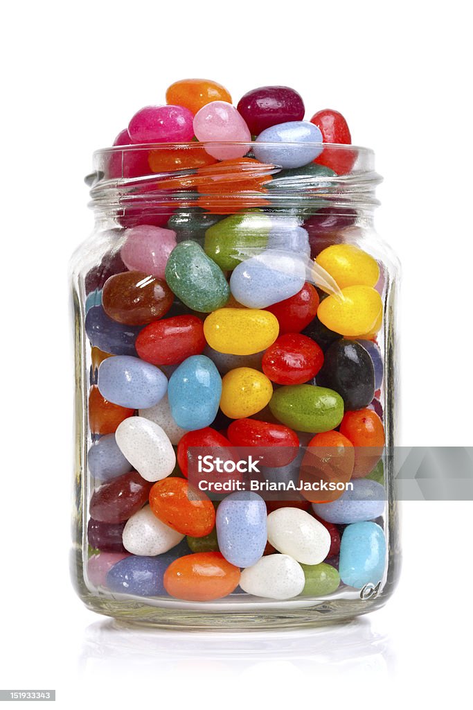 Jellybeans no pote - Foto de stock de Jarra - Recipiente royalty-free