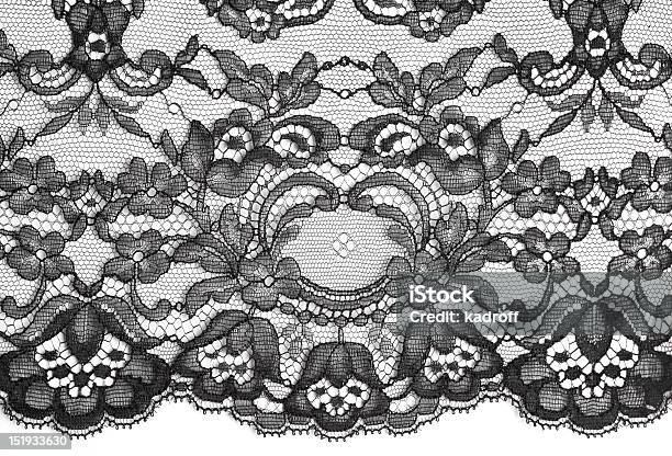 Belas Renda Floral Textura De Preto - Fotografias de stock e mais imagens de Renda - Renda, Têxtil, Plano de Fundo