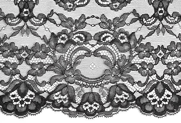 черная тонкая кружевная текстура с цветочным рисунком - lace black lingerie textile стоковые фото и изображения