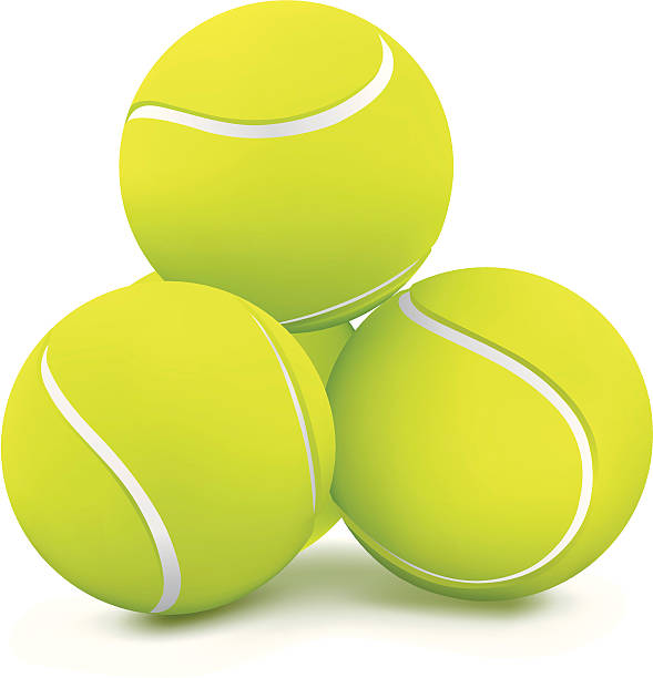Three tennis balls. Vector vector art illustration