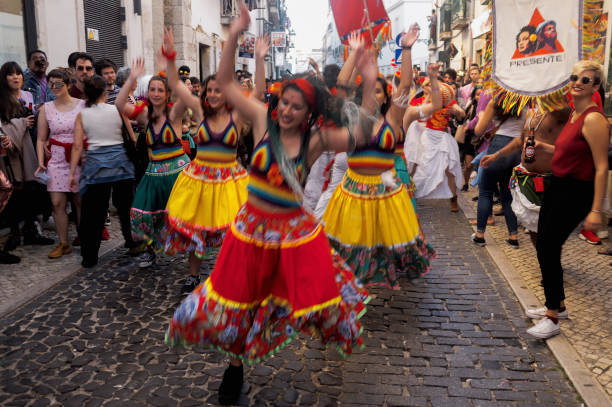 Brazilian Maracatu in Lisbon stock photo