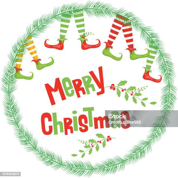 Cute Elf Feet Christmas Background With Copy Space On A Transparent