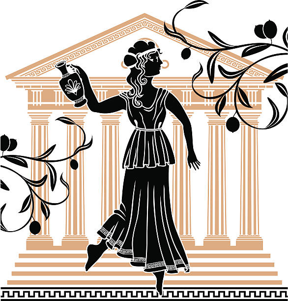 greek woman with amphora vector art illustration