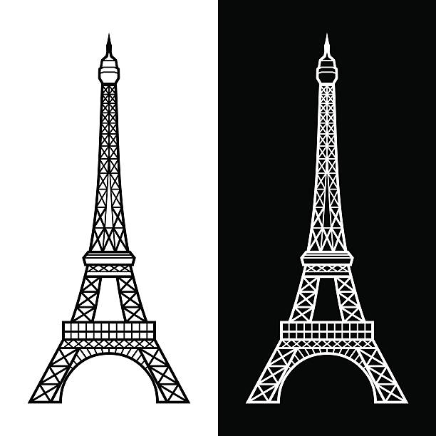 EIFFEL TOWER Silhouette of the Eiffel Tower eiffel tower paris illustrations stock illustrations