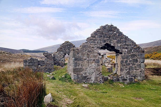 Old house, ruins at mountains valley. County Wicklow, Ireland