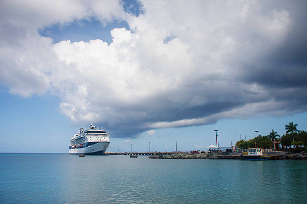 istock Blue and White Cruise Ship Under Tropical Skies 151936834