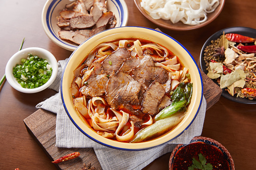 Hot and dry noodles of wuhan,(reganmian),This dish is the most representative snack in Wuhan, China