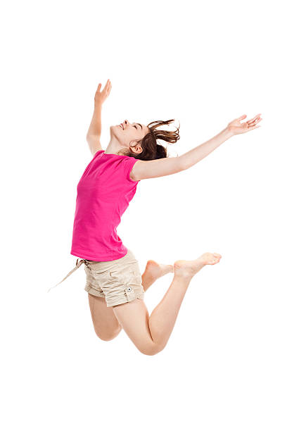 istock Girl jumping isolated on white background 151938407