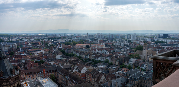 Strasbourg, France - 06 26 2023: Strasbourg cathedral: View of the city from the roof of the cathedral
