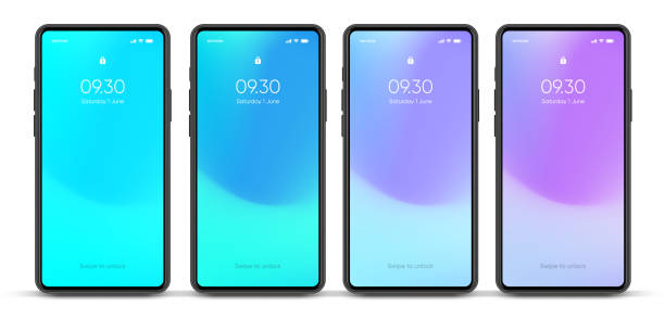 istock 3D realistic high quality smartphone mockup with isolated background. Smart phone mockup collection. Device front view. 3D mobile phone with shadow on white background. 1519413825