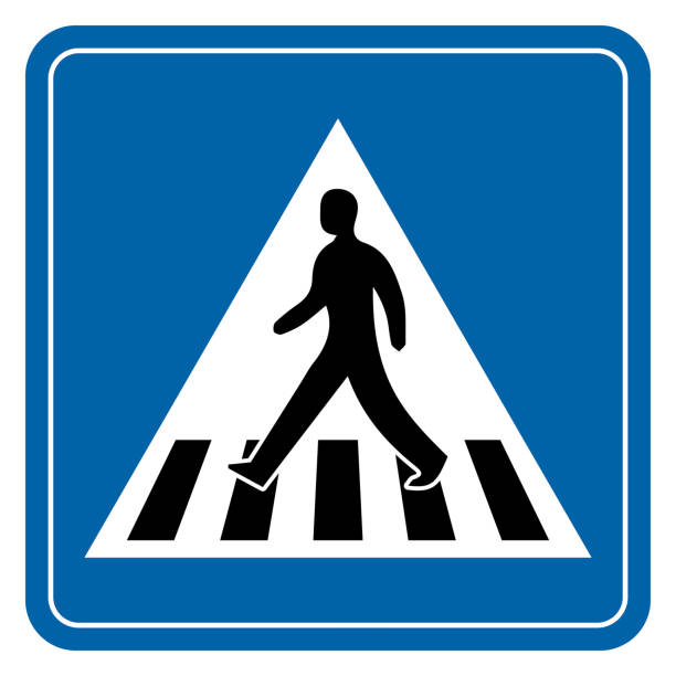 pedestrian crossing road sign  - crossing zebra crossing crosswalk street stock-grafiken, -clipart, -cartoons und -symbole