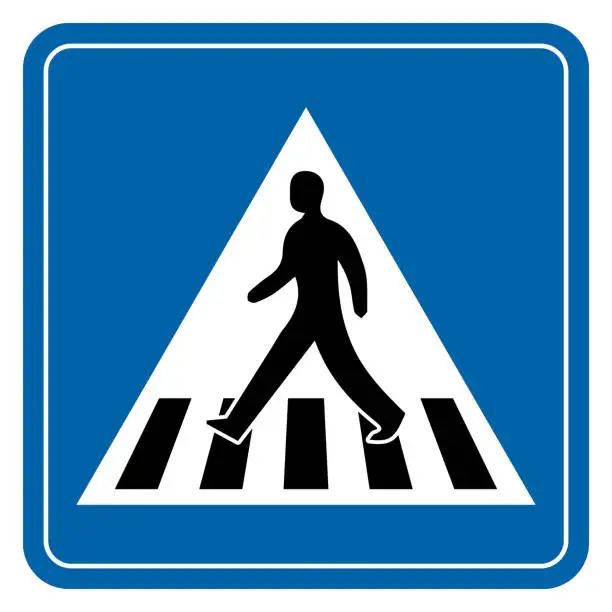 Vector illustration of Pedestrian crossing road sign