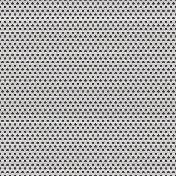 Vector illustration of seamless texture. silver punching metal background.