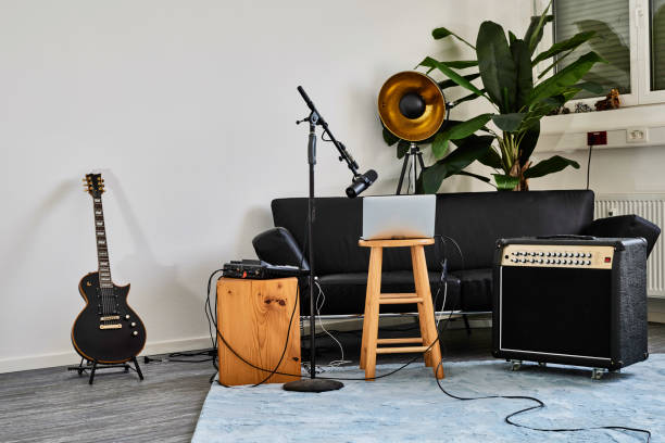 istock Home music studio environment with guitar 1519548819