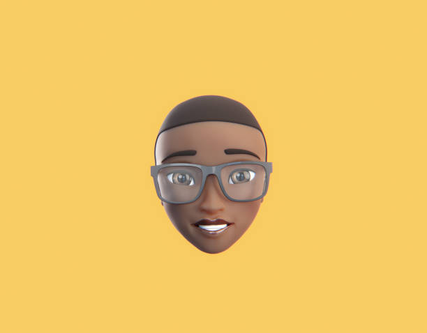 A happy emoticon with a customised human look. Created to look like an individuals characteristics, with facial expressions that look like an emoji. Part of a series emojis and online avatars.