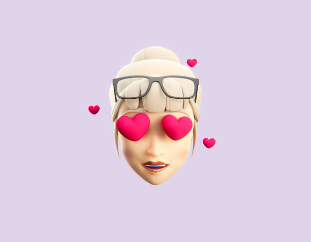 A loving emoticon with a customised human look. Created to look like an individuals characteristics, with facial expressions that look like an emoji. Part of a series emojis and online avatars.