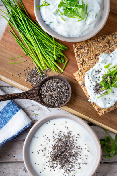 istock Crispbread, fresh curd, herbs and chia seeds 1519568070