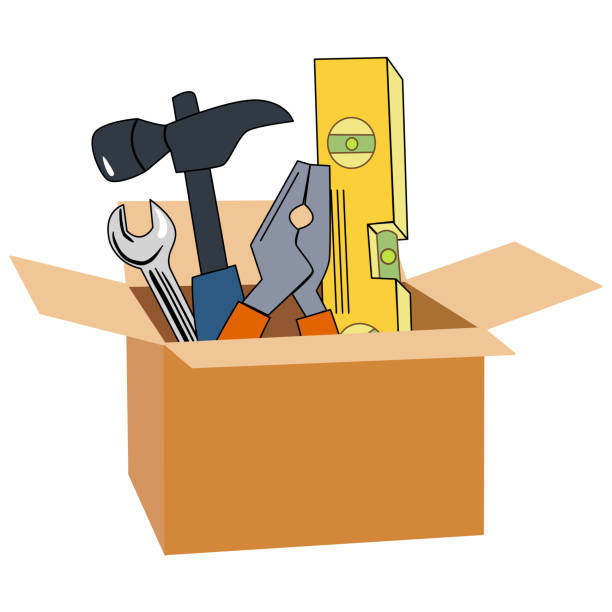 istock set of tools and instruments in paper box. Repair and construction. 
Cartoon flat vector illustrations 1519594192
