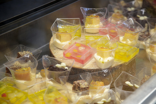 Various desserts served in a buffet line