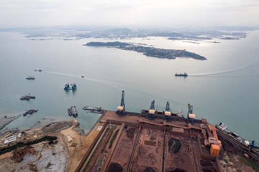 Aerial view of the port of mineral raw materials