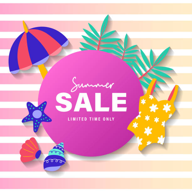 istock Summer sale brochure discount vector. Special price offer coupon for social media post, promotion ad, shopping flyer, voucher, website campaign and advertising 1519623917
